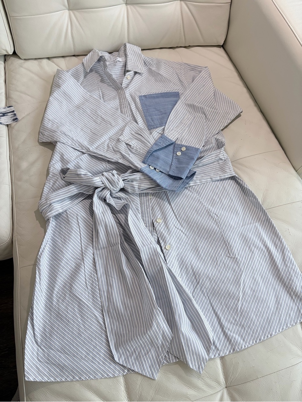 Frame Denim Blue & White Striped Button-Up Shirt